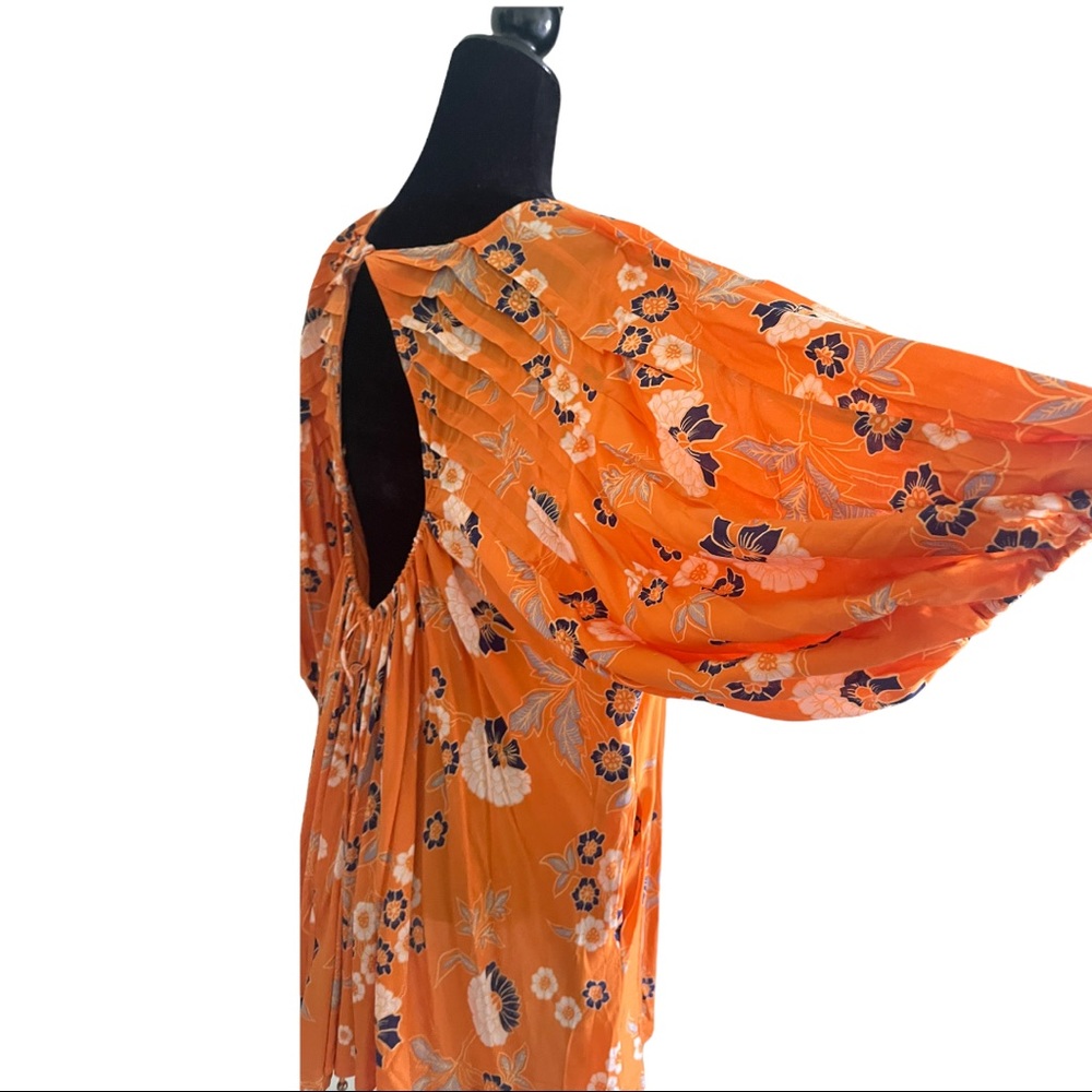 Free People Bright Orange Floral Tunic